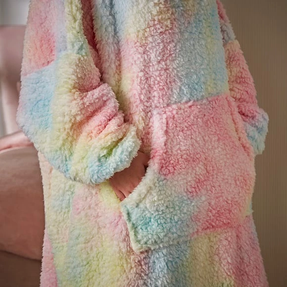 Wholesale 🎁 Teddy Bear Printed Rainbow Fleece Oversized Blanket Hoodie 😍 7 Wholesale 🎁 Teddy Bear Printed Rainbow Fleece Oversized Blanket Hoodie 😍 - Image 5